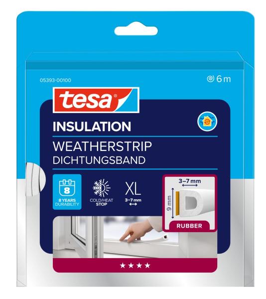 tesamoll® 5393 CLASSIC, P-Profil, 6m x 9mm x 5,5mm, weiss