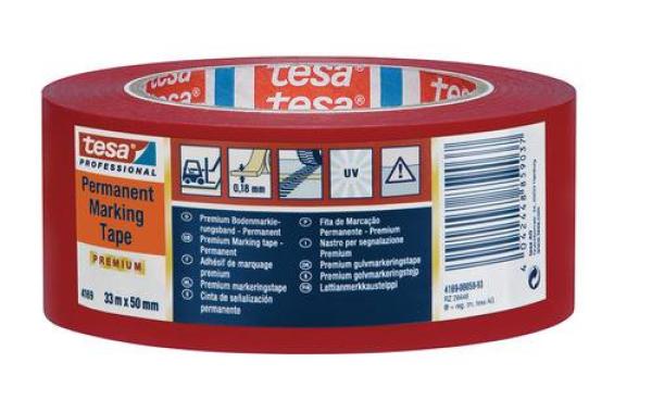 tesa® Professional 4169 Markierungsband, permanent, 33m x 50mm, rot