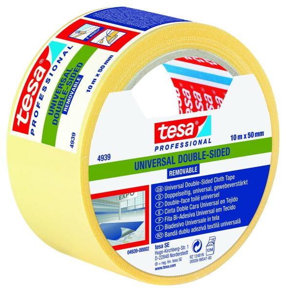 tesa® 4939, Verlegeband Univ. ablösbar, 10m x 50mm, weiß-transluzent