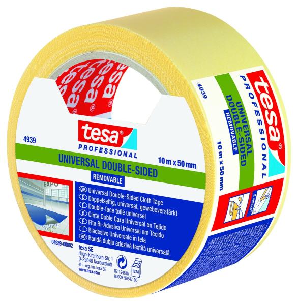 tesa® 4939, Verlegeband Univ. ablösbar, 10m x 50mm, weiß-transluzent