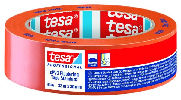 tesa® Professional 60399 Putzband sPVC Standard glatt, 33m x 30mm, orange