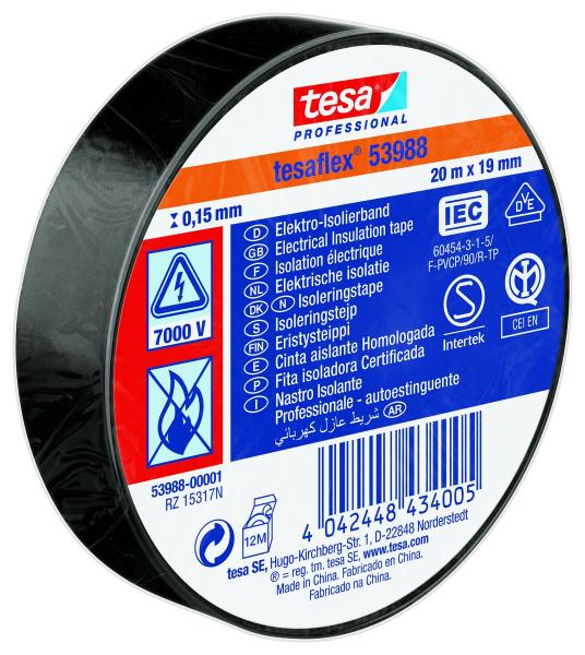 tesaflex® Professional 53988 Isolierband 7000V, 25m x 38mm, schwarz