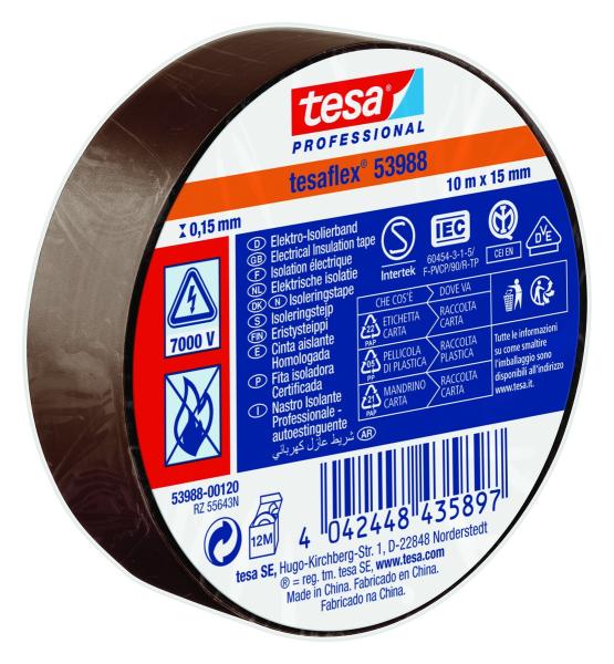 tesaflex® Professional 53988 Isolierband 7000V, 10m x 15mm, braun