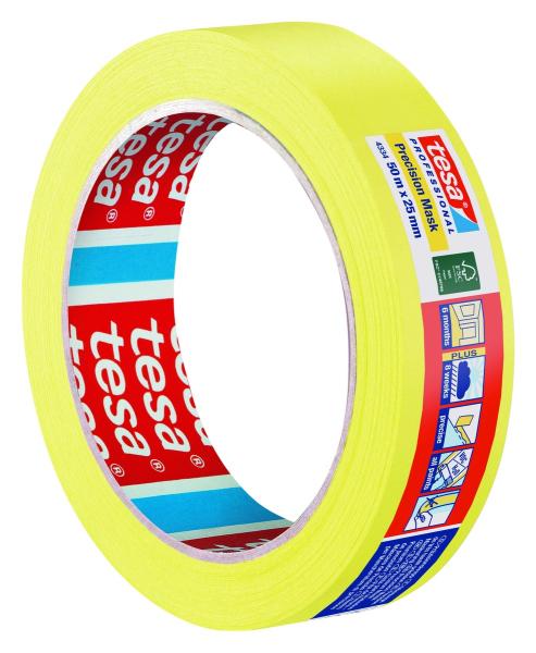 tesa® Professional 4334 Präzisionskrepp® PLUS, 50m x 25mm, gelb