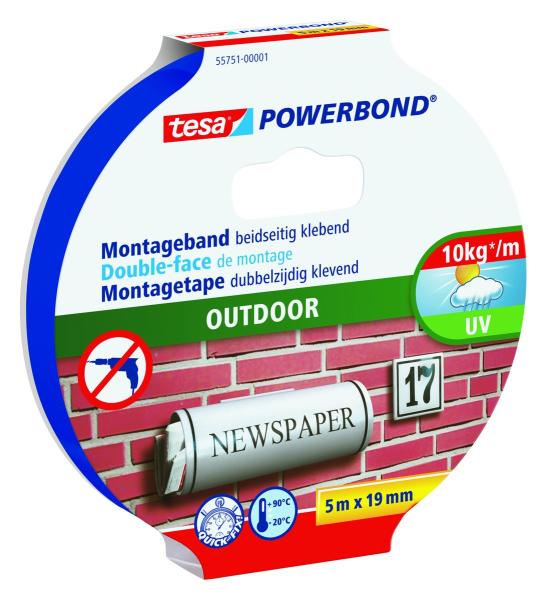 tesa® 55751 Powerbond OUTDOOR, 5m x 19mm, grau