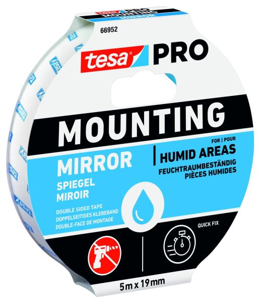 tesa® PRO 66952 Mounting Spiegel, 10m x 19mm, weiß