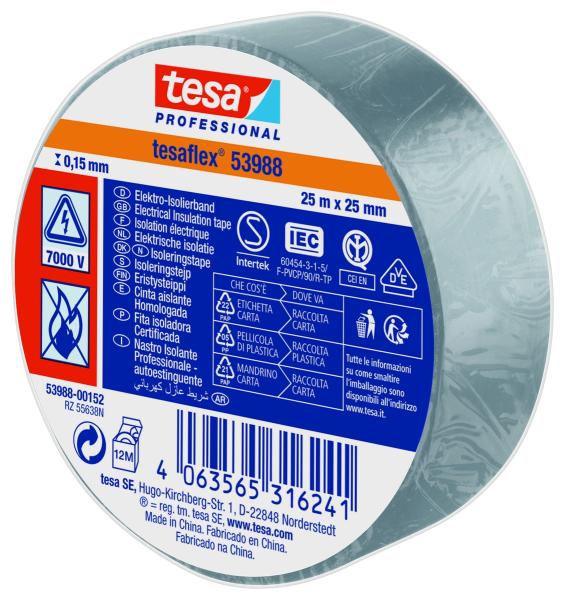 tesaflex® Professional 53988 Isolierband 7000V, 25m x 25mm, hellgrau