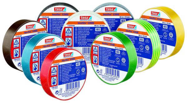 tesaflex® Professional 53988 Isolierband 7000V,10m x 15mm, grün-gelb-gestreift