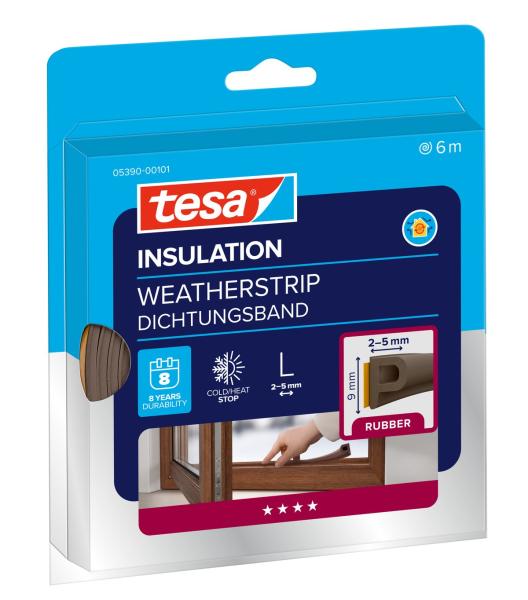 tesamoll® 5390 CLASSIC, P-Profil, 6m x 9mm x 5,5mm, braun
