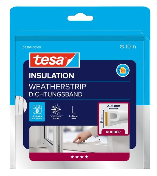 tesamoll® 5395 CLASSIC, P-Profil, 10m x 9mm x 5,5mm, weiß