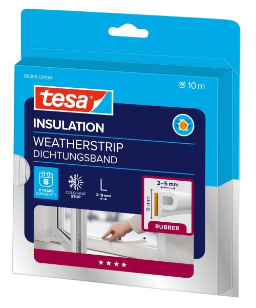 tesamoll® 5395 CLASSIC, P-Profil, 10m x 9mm x 5,5mm, weiß