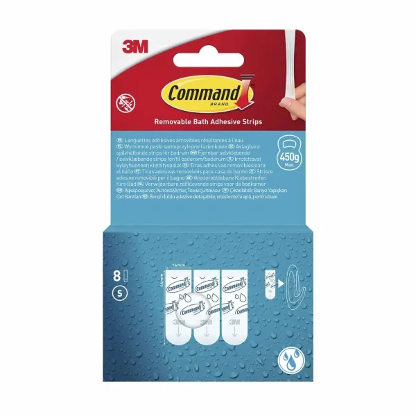 Wiederablösbare Command™ Strips für feuchte Umgebungen 17022B-8-EU, Klein, 8 Strips