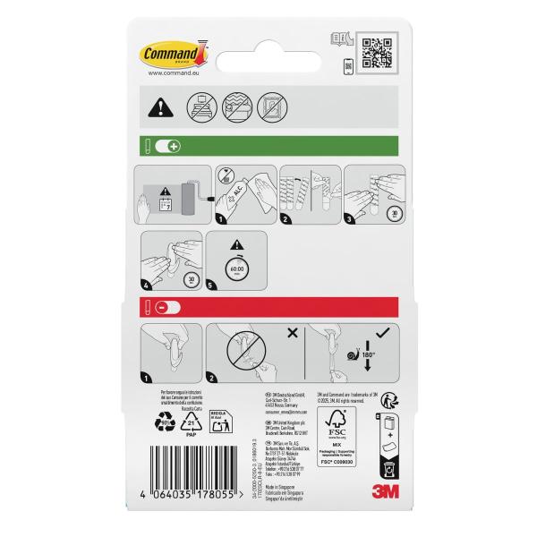 Wiederablösbare Command™ Strips 17023CLR-8-EU, transparent, Groß, 8 Strips