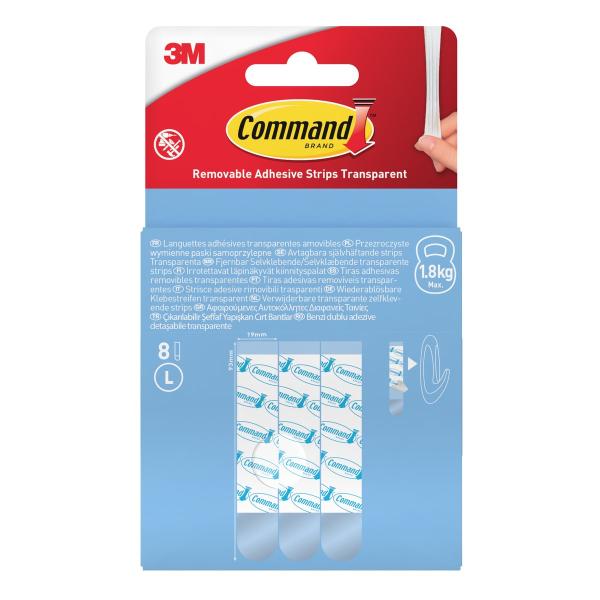 Wiederablösbare Command™ Strips 17023CLR-8-EU, transparent, Groß, 8 Strips