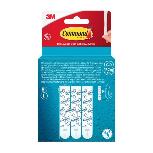 Wiederablösbare Command™ Strips für feuchte Umgebungen 17023B-8-EU, Groß, 8 Strips