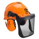 3M™ Kombination für die Forstwirtschaft, G3000 Schutzhelm in Orange, H31 Kapselgehörschutz, FH1 Halterung und 5B Netzvisier, G3000MOR31FH15B