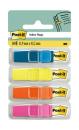 Post-it® Index Haftstreifen, Mini, Transluzente Farben, 11.9 mm x 43.2 mm, 35 Haftstreifen/Spender, 4 Spender/Packung
