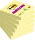 Post-it® Super Sticky Notes 654-6SS-CY, Gelb, 76 mm x 76 mm, 90 Blatt/Block, 6 Blöcke/Packung, 100% PEFC SGSCH-PEFC-COC-110078