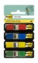 Post-it® Index Haftstreifen, Mini, Gelb, Rot, Blau und Grün, 11.9 mm x 43.2 mm, 35 Haftstreifen/Spender, 4 Spender/Packung
