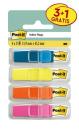 Post-it® Index Haftstreifen, Mini, Transluzente Farben, 11.9 mm x 43.2 mm, Promotion, 35 Haftstreifen/Spender, 3 Spender + 1 Gratis/Packung