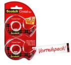 Scotch® Crystal Klebeband, 19 mm x 12 m, 2 Rollen auf Abrollern + 3.2 m GRATIS