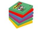 Post-it® Super Sticky Notes Promotion 654SM5+1, 6 Blöcke à 90 Blatt zum Vorteilspreis, Marrakesh Collection: lindgrün, ultrarot, -gelb, pflaumenlila, 76 x 76 mm, PEFC zertifiziert