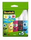 Scotch® Permanent-Klebestift, BTS – Monster Tattoo, Aufsteller mit 5 Stiften, 8 g