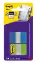 Post-it® Index Strong, Blau und Grün, 25,4 mm x 38,1 mm, 8 Blatt/Block, 2 Blöcke/Packung