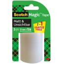 Scotch® Magic™ Unsichtbares Klebeband 8-1915R3/2, Aktionspackung, 19 mm x 15 m, 2 Rollen+ 1 GRATIS-Rolle