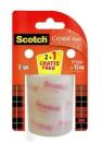 Scotch® Crystal Klebeband 6-1915R3/2, Aktionspackung, 19 mm x 15 m, 2 Rollen+ 1 GRATIS-Rolle