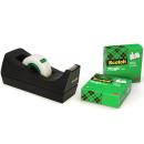 Scotch™ Schreibtisch-Klebebandabroller C38, Schwarz + Scotch® Magic™ Unsichtbares Klebeband, 19 mm x 33 m, 3 Rollen/Packung