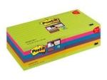 Post-it® Super Sticky Notes Promotion 675-SSUC-P8+4 12 Blöcke á 90 Blatt zum Vorteilspreis, neongrün, ultrapink, -blau, pflaumenlila, ultragelb, 101 x 101 mm, liniert, 100% PEFC SGSCH-PEFC-COC-110078