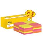 Post-it® Notes, Verschiedene Neonfarben, 76 mm x 76 mm, Promotion, 100 Blatt/Block, 21 Blöcke + 3 Gratis/Packung, Kartonverpackung, 100% PEFC SGSCH-PEFC-COC-110078