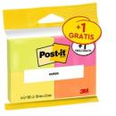 Post-it® Notes, Verschiedene Neonfarben, 38 mm x 51 mm, Promotion, 100 Blatt/Block, 3 Blöcke + 1 Gratis/Packung, 100% PEFC SGSCH-PEFC-COC-110078