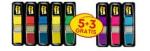 Post-it® Index Haftstreifen, Mini, Verschiedene Neonfarben, 11.9 mm x 43.2 mm, Promotion, 35 Haftstreifen/Spender, 5 Spender + 3 Gratis/Packung