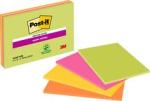 Post-it® Super Sticky Notes im Großformat, Verschiedene Farben, 101 mm x 152 mm, 45 Blatt/Block, 4 Blöcke/Packung, 100% PEFC SGSCH-PEFC-COC-110078