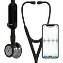 3M™ Littmann® CORE Digital-Stethoskop, hochglanzpoliertes Bruststück, schwarzer Schlauch, Schauchanschluss und Ohrbügel, 69 cm,