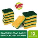 Scotch-Brite® Classic Ultra Reinigungsschwamm, 10 Stück - strapazierfähiger und flexibler Scheuerschwamm, der leicht Fett und eingebrannte Speisen entfernt