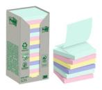 Post-it® Recycling Z-Notes, Verschiedene Farben, 76 mm x 76 mm, 100 Blatt/Block, 16 Blöcke/Packung, 100% PEFC Recycled SGSCH-PEFC-COC-110078