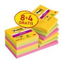Post-it® Super Sticky Z-Notes Promotion, Carnival Collection, 76 mm x 76 mm, 12 Blöcke à 90 Blatt zum Vorteilspreis