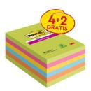 Post-it® Super Sticky Notes im Großformat, Verschiedene Farben, Liniert, 101 mm x 152 mm, Promotion, 90 Blatt/Block, 4 Blöcke + 2 Gratis/Packung, 100% PEFC SGSCH-PEFC-COC-110078