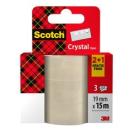 Scotch® Crystal Klebeband 6-1915R3/2, Aktionspackung, 19 mm x 15 m, 2 Rollen+ 1 GRATIS-Rolle/Packung