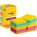 Post-it® Super Sticky Notes, Carnival Collection, 76 mm x 76 mm, 90 Blatt/Block, 12 Blöcke/Packung, Kartonverpackung, 100% PEFC SGSCH-PEFC-COC-110078