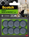 Scotch® Move & Protect Gleiter SP62A06, selbsthaftend, grau, Ø 25 mm, 8/Packung – 150 kg