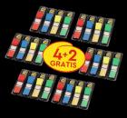 Post-it® Index Haftstreifen, Mini, Verschiedene Farben, 11.9 mm x 43.2 mm, Promotion, 35 Haftstreifen/Spender, 4 Spender + 2 Gratis/Packung