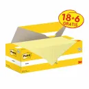 Post-it® Notes, Gelb, 127 mm x 76 mm, 100 Blatt/Block, 18 Blöcke + 6 Gratis/Packung, Kartonverpackung, 100% PEFC, SGSCH-PEFC-COC-110078