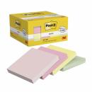Post-it® Notes, Verschiedene Farben, 76 mm x 76 mm, 100 Blatt/Block, 4 Blöcke/Packung, Kartonverpackung, 100% PEFC, SGSCH-PEFC-COC-110078