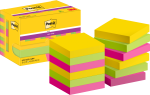 Post-it® Super Sticky Notes, Carnival Collection, 47.6 mm x 47.6 mm, 90 Blatt/Block, 12 Blöcke/Packung, Kartonverpackung, 100% PEFC, SGSCH-PEFC-COC-110078
