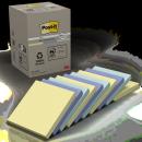 Post-it® Recycling Notes, Verschiedene Farben, 76 mm x 76 mm, Promotion, 100 Blatt/Block, 8 Blöcke + 2 Gratis/Packung, 100% PEFC, SGSCH-PEFC-COC-110078