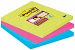 Post-it® Super Sticky Notes 6753SSMX, 101 x 101 mm, neongrün, ultrablau, ultrapink, 3 Blöcke à 70 Blatt, 100% PEFC SGSCH-PEFC-COC-110078